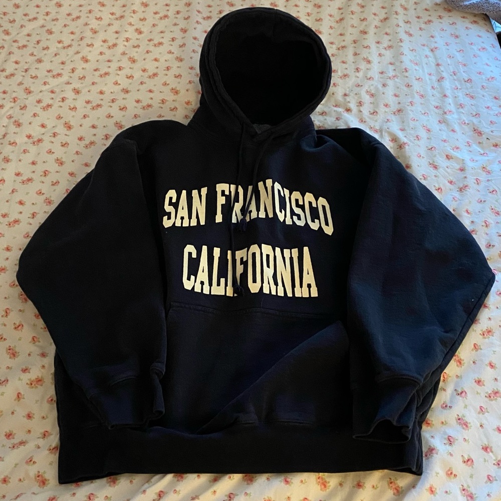 Brandy Melville/John Galt San Francisco Graphic Navy Blue Oversized Hoodie